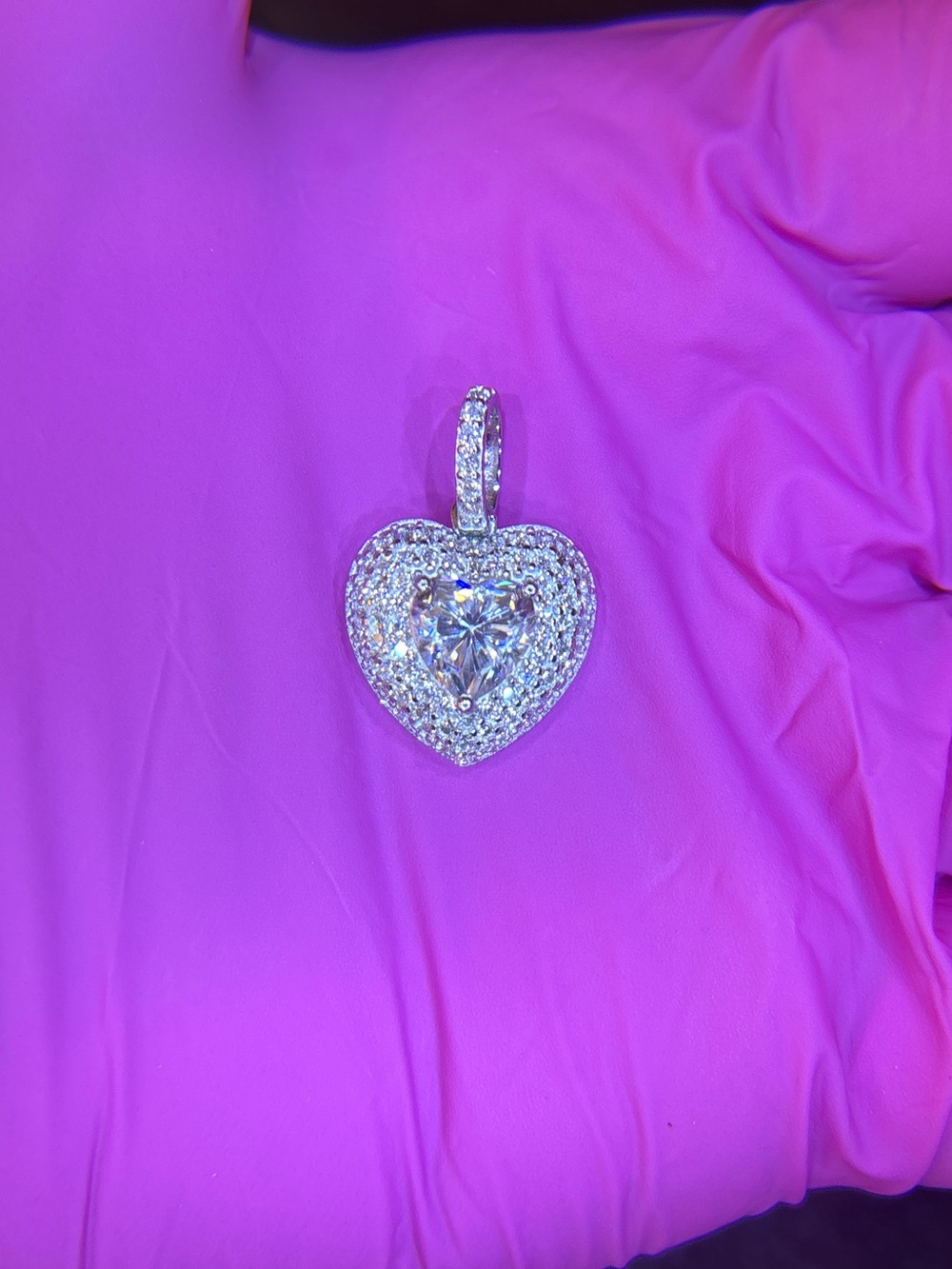 .925 Sterling Silver 2 CTW VVS Moissanite Pave’ Heart Solitaire Pendant
